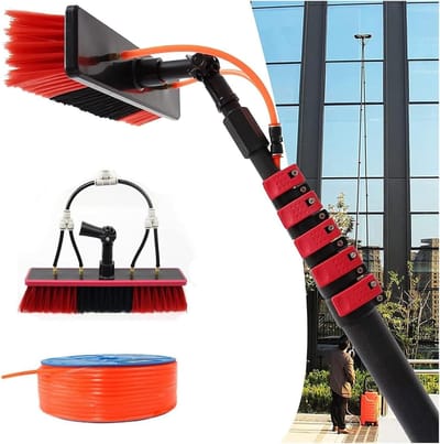 Stok voor vensterreiniging, Watergevoede telescopische borstel 3,6-10,8 m, raamreinigingsstok, reinigingsapparatuur for zonnepanelen(9M)