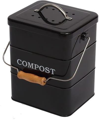 Unyqoos® Compacte roestvrijstalen afvalemmer met geurfilter voor keuken en kantoor