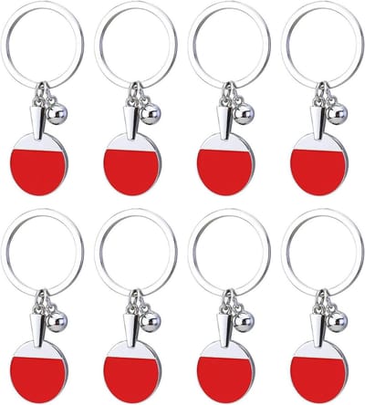Tafeltennis sleutelhangers - Sport sleutelhangers - Sportliefhebbers decoreren - Gesimuleerd metaal - 8 stuks - Rood