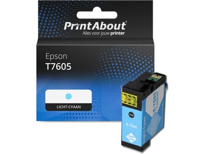 PrintAbout huismerk Inktcartridge T7605 Licht-cyaan Geschikt voor Epson