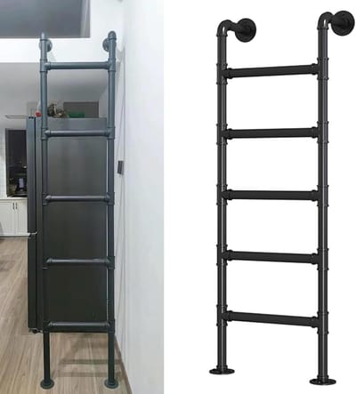 Metalen Ladder - Stapelbed Trapladder - Veilige Toegang - Stabiel Wandmontage - 130cm Hoog - Zwart