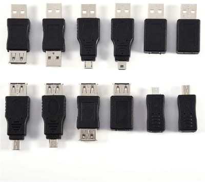 Dailygoody - Mini-USB-Adapter - 12 Stuks - Hoogwaardige Kwaliteit - Zwart - Micro/Mini Stekker - Geschikt voor Laptops en Cameras - Compacte Adapter S