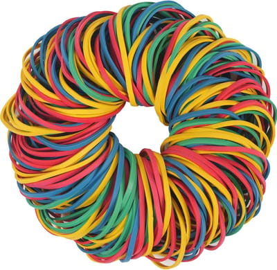 Rubberen Bands #33 - 200 stuks sterke elastische banden in 4 kleuren voor kantoor en school