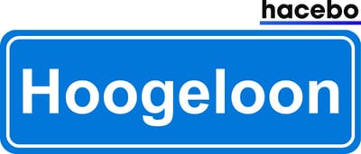 Hacebo - Plaatsnaam Sticker - 29x10 CM - Hoogeloon sticker - Verkeersborden sticker - grappige cadeaus - Hoogeloon
