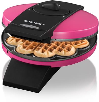 Wafelijzer Hartjes - Apparaat voor wafels - Lekkere wafels bakken - Verstelbare bruining - 16.5 cm - Roze