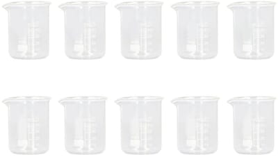 Dailygoods- Laboratoriumbekers 10 Stuks - Glazen Maatbekerset 50 Ml - Borosilicaatglas - Nauwkeurige Meting - Duurzaam en Sterk - Maatbekers