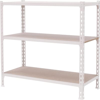 Stellingkast Metaal - Opbergrek Hout - Garage Opslag - Versterkte Constructie - 100x90x30 cm - Wit Hout