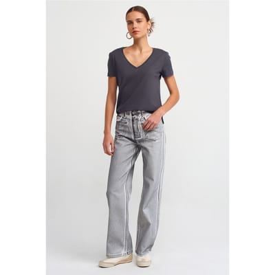 Dames Katoenen V-hals T-shirt