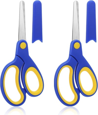 Set van 2 Kindveilige Scharen voor Creatief Knutselen, Blunt Tip, RVS, Geschikt voor Links- en Rechtshandigen, Ideaal voor Kinderen en Hobbyprojecten
