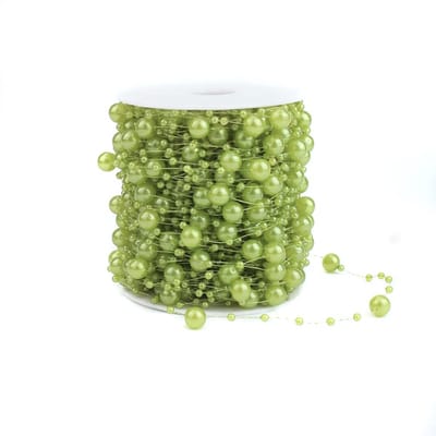 Dailygoods- Parelslinger 30 m - Parelband - Decoratieband met Parels - Knutselen - Tafeldecoratie - Kunststof Kralen 8/3 mm - Parelketting
