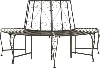 Halve Ronde Bank - Boombank Buiten - Ontspannen in de tuin - Weerbestendig staal - 160 cm breed - Zilvergrijs