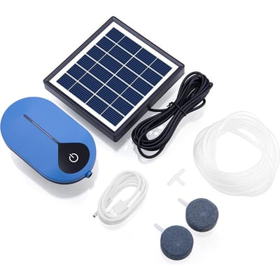 Nouveau Kit Pompe à Air Solaire 2022 Oxygénateur pour Aquarium USB Portable Aérateur pour Étang avec Tuyau Pierre à Air pour Jardin Extérieur Poissons blue