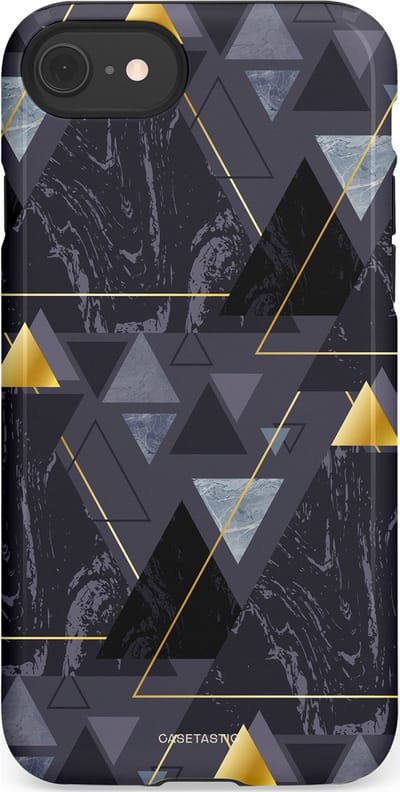 Casetastic hoesje geschikt voor Apple iPhone SE / Apple iPhone 7 / Apple iPhone 8 - Dubbellaagse bescherming - Zwart Goudpatroon - Fashion Case - Donkergrijs Grijs
