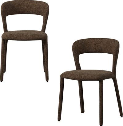 WOOOD Noble Eetkamerstoelen - Polyester - Warm Bruin - Set van 2