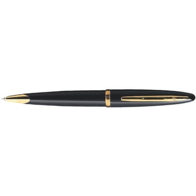 Waterman Carène Zwarte zee balpen | hoogglans zwart met 23-karaats gouden clip | mediumpunt met blauw inktpatroon | geschenkverpakking