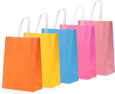 50 Gekleurde Kraft Papieren Geschenkzakken met Lusjes 21x15x8cm Feesttassen