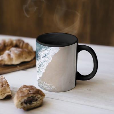 Magische Mok - Foto op Warmte Mokken - Koffiemok - Strand - Zee - Golven - Magic Mok - Beker - 350 ML - Theemok