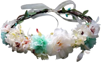 Bloemenkroon Hoofdband - Bloemen Haarkrans - Feest Bruiloft - Natuurlijk Realistisch - 18x18x5 cm - Willekeurig