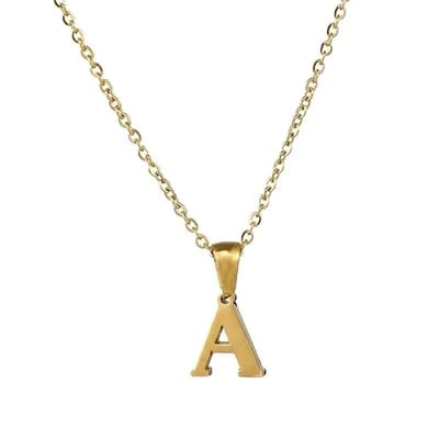 Aramat Jewels | Halskettingen | Stalen Letter Ketting goudkleur | A | |1,5mm | Staal | Volwassenen | Verkleurd niet