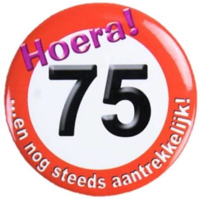 Paperdreams - Verkeersbord Button - 75 jaar