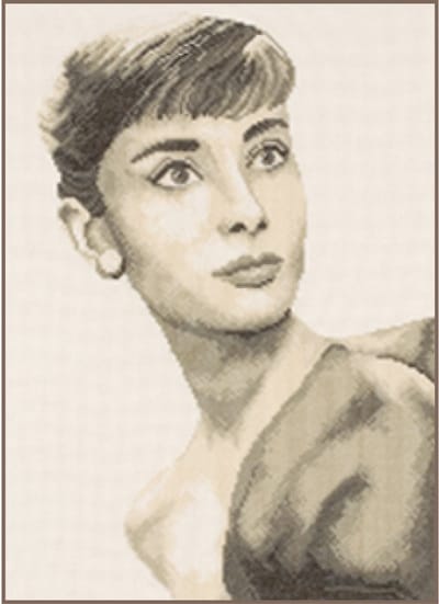 Lanarte Borduurpakket - Borduurset - Borduurpakket volwassenen - Telpakket kit - 29 x 39cm - Sepia - Audrey Hepburn - PN-0008093