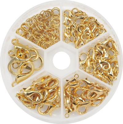 Set - Karabijnsluitingen met Buigringen (10 - 20 x 6 - 11 mm) Goud (120 Stuks)