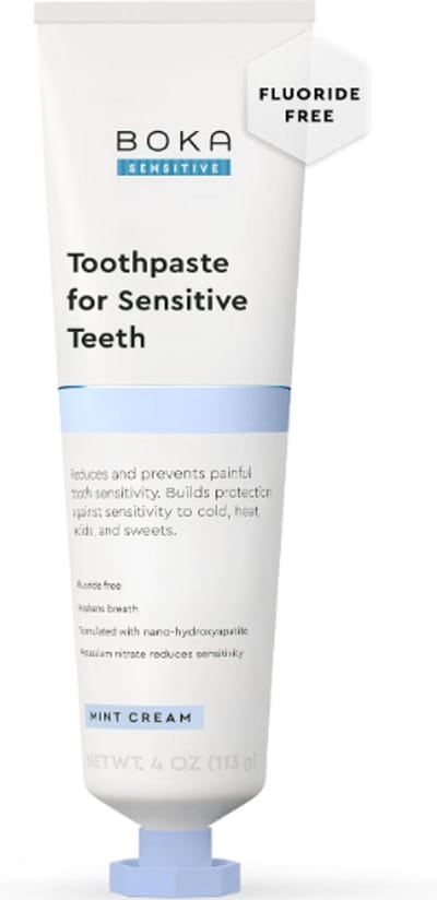 Boka Sensitive Tandpasta 113g - (Mint Coconut Cream) – Fluoridevrij met Nano Hydroxyapatite & Kalium Nitraat – Voor Gevoelige Tanden & Tandglazuur Bescherming