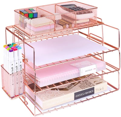 Unyqoos ® Bureau Organisatieset in Roségoud met Meerdere Functies voor Thuis en Kantoor