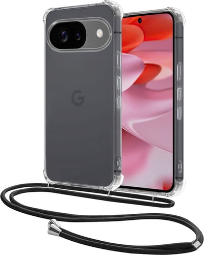 Hoesje - Geschikt voor Google Pixel 9 - Met Koord - Shock Proof - Siliconen Case - Back Cover - Telefoonkoord - Telefoon Hoes Shockproof - Telefoonketting - Transparant