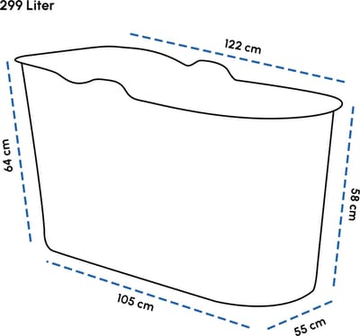 Zitbad Bath Bucket XL - 125 cm - Ligbad - Zitbad - Zwart (inclusief gratis hoofdkussen)
