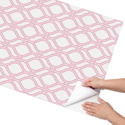 Coloray Meubel Wrap Folie - Wit Meubelfolie - 75x150 cm - Decoratiefolie Roze elegantie - Meubel Wrap Folie - Geometrische Meubelfolie - Plakfolie Meubels - Keuken decoratie - Achtergronden en patronen