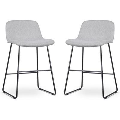 Nolon Nino-Mats Barkrukken Set van 2 Lichtgrijs - Zwart Onderstel - Zithoogte 65 cm - Stof - Voor Kookeiland