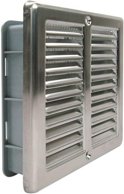 RVS Ventilatie Rooster 250x250 mm met Insectennet - Muurrooster voor Toevoer en Afvoer Lucht