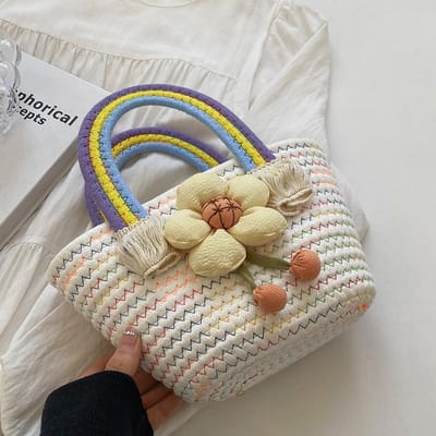 Sac tissé d'été pour femmes, nouvelle tenue tendance, sac à bandoulière pour voyage et vacances gray