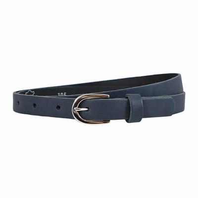 Landley Smalle Dames Riem Leer Blauw - 2 cm - Leren Broekriem Smal - Vrouwen Tailleriem - Lengte totaal 130 cm / Riemmaat 115