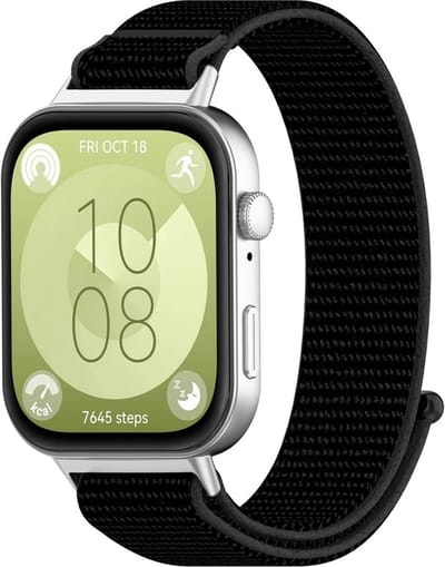 Nylon bandje - geschikt voor Huawei Watch Fit 5 (PRO), Watch Fit 4 (Pro), Watch Fit 3 - zwart