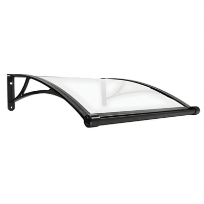 Deurluifel / Raamluifel – Voor Buiten – Wandgemonteerde Luifel tegen Regen en Sneeuw, 82×77×29 cm – Transparent/Zwart
