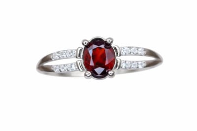 925 Sterling Zilveren Ring met Malawi Granaat - Damesring Rood - 7.85 Karaat - Maat 8