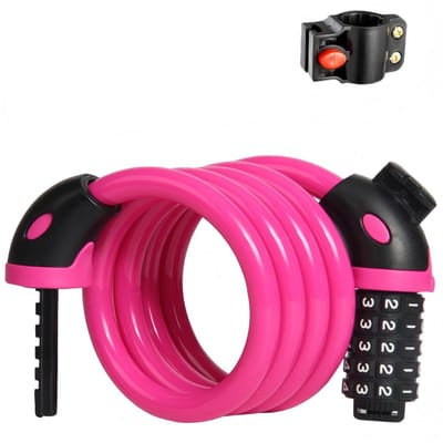 Fietsslot met ketting – 120 cm – Geschikt voor fietsen, motorfietsen en elektrische scooters – Roze