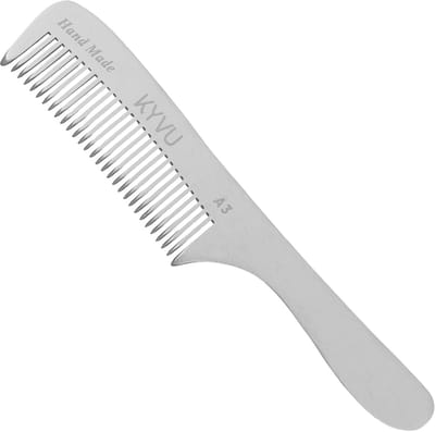 Aluminium Kam - Haarkam Handgemaakt - Haar Styling - Grove Tanden Handvat - 17.8 cm