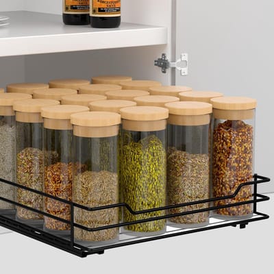 Unyqoos ® Kruidenrek voor Keuken met Uittrekbare Organizer en Soepel Glijdende Lade