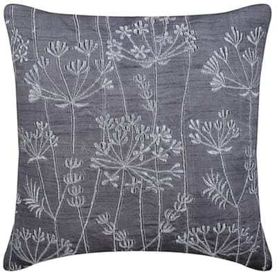 Decoratieve Charcoal Grijze Kussenhoezen Set van 2 - 40x40cm Zijdeachtige Kussens voor Bank en Sofa met Bloemenborduursel