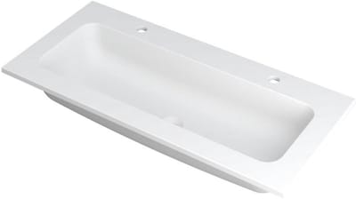 INK Faktor Wastafel Polystone Centraal met 2 Kraangaten - 1000x450x15 mm - Mat Wit