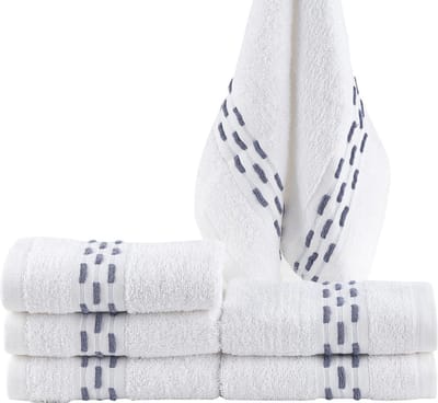 Homéé® Gastendoekjes golf jacquard 550g. m² 30x50cm 100% katoen badstof set van 6 stuks wit