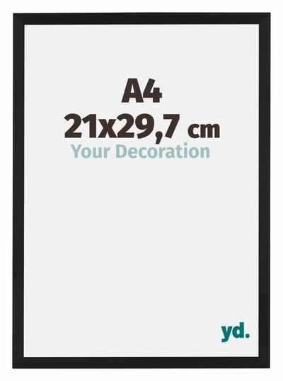 Your Decoration - Fotolijst A4 21x 29,7 cm - MDF - Zwart Mat - Catania