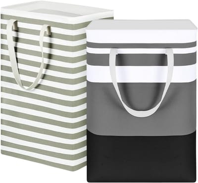 Vouwbare Wasmanden Set van 2, Grote Waterdichte Wasmand met Handvat, Ideaal voor Kledingopslag in Badkamer, Slaapkamer en Studentenhuis