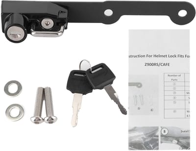Dailygoods- Motorhelmvergrendeling Antidiefstal - Aluminium Legering - Dubbel Sleutelsysteem - Geschikt voor Z900RS/Cafe - Compact en Lichtgewicht - 18,5x4,3 Cm - Helmslot