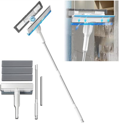 Raamreinigingsset - Glasreiniger - Ramen Zemen - 4-in-1 Ontwerp - 132 cm - Blauw