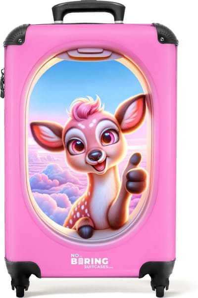NoBoringSuitcases.com® - Roze kinderkoffer meisje - Reiskoffer kinderen meisjes - 55x35x25