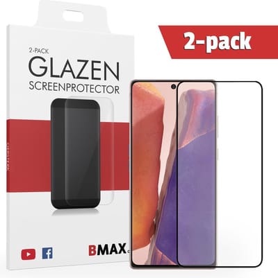2-pack BMAX geschikt voor Samsung Galaxy Note 20 Screenprotector Full Cover 2.5D / Met volledige dekking / Beschermglas / Tempered Glass / Glasplaatje - Black/Zwart